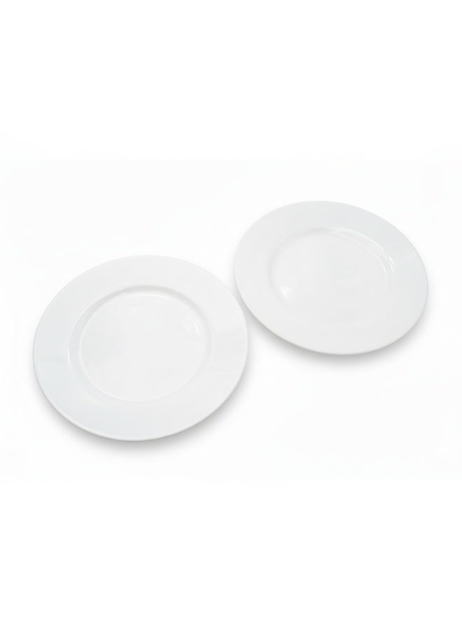 Luminarc 2Pcs White Ceramic Dessert Plate 19cm Elegant Round Plates for Cakes, Snacks & Desserts Microwave & Dishwasher Safe Tableware - Image 1
